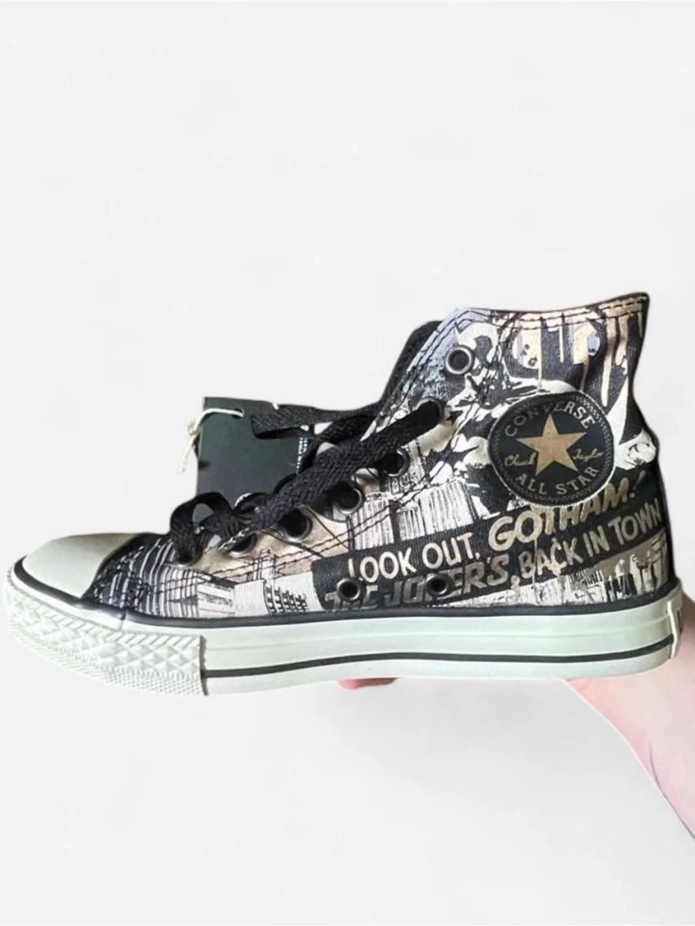 batman Converse Chuck Taylor High Top Sneakers - Black & White Graphic